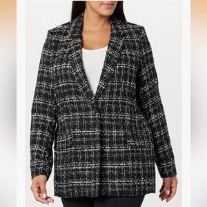 The Drop Women's Blake Long Blazer in Black Boucle